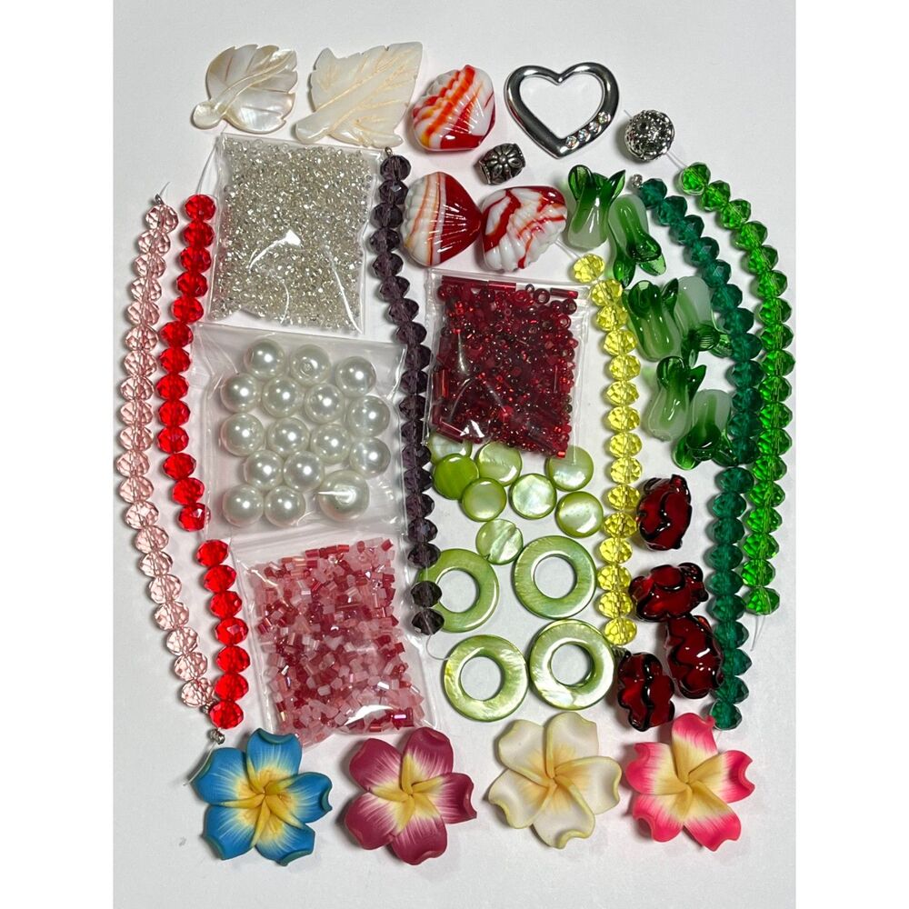 VTG - Now Jewelry Making Beads Glass Lampwork Crystal MOP Variety Colorful Lot